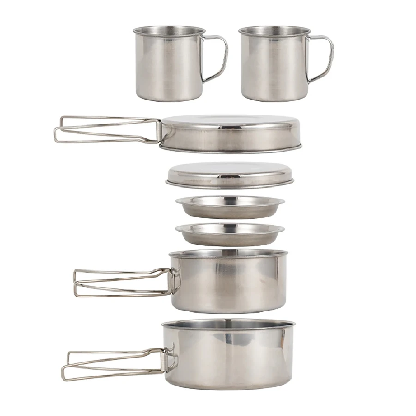 Camping Cooking Pot Stainless Steel - طقم أواني طهي للتخييم مكون من