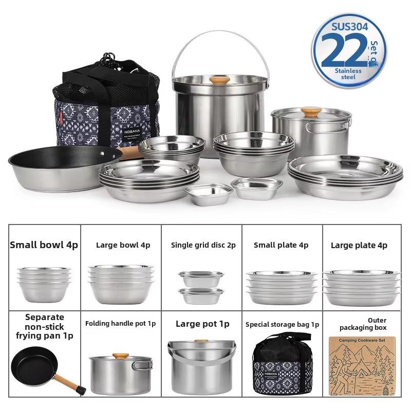 Camping Cooking Pot Stainless Steel - NOBANA أحدث في الهواء الطلق أوانٍ