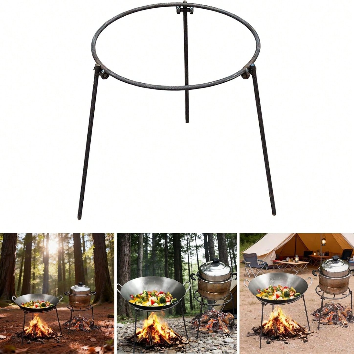 Camping Cooking Survival - حامل ثلاثي القوائم محمول للاستخدام في