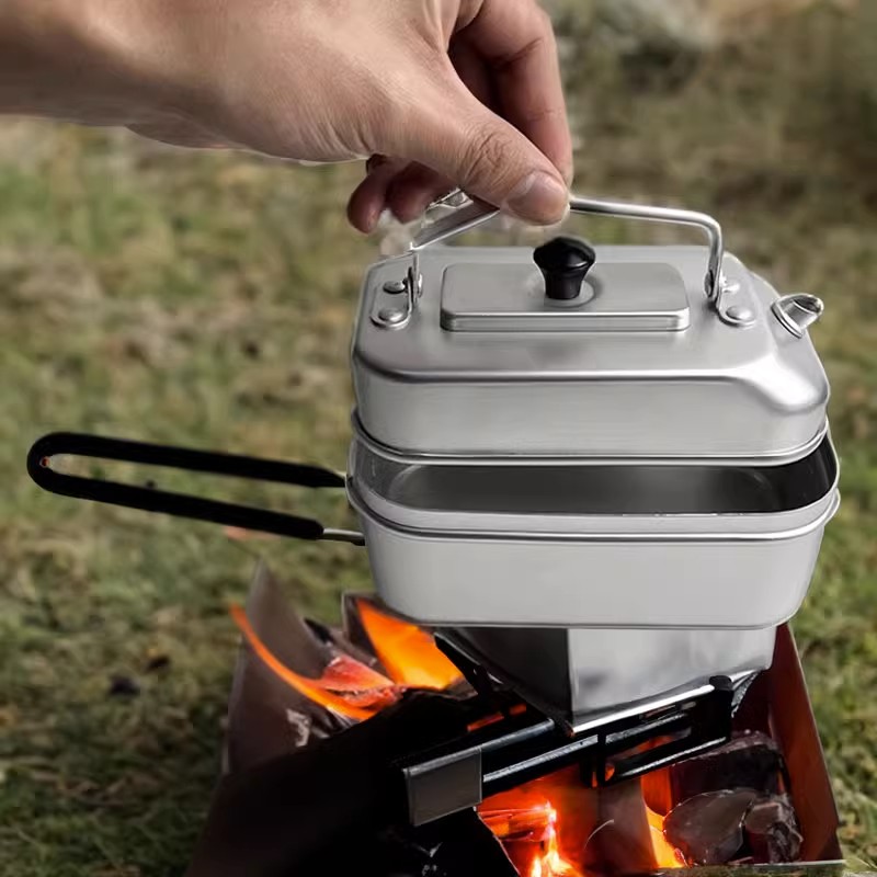 خفيفة المحمولة نزهة غلاية ، ال - مراجعة Camping Cooking Pot Stainless Steel وسعره