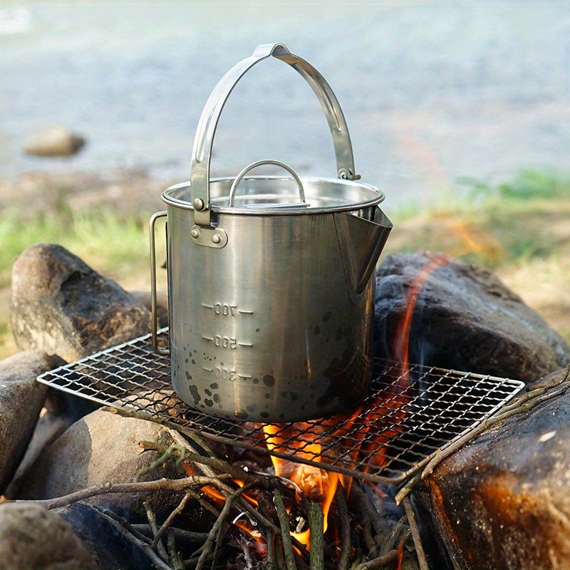 1 قطعة غلاية فولاذية مدمجة ومح - مراجعة Camping Cooking Pot Stainless Steel وسعره