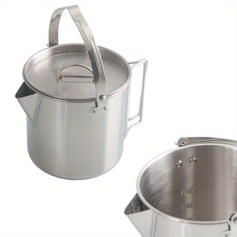 1 قطعة غلاية فولاذية مدمجة ومح - مراجعة Camping Cooking Pot Stainless Steel وسعره