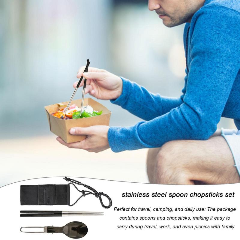 طوي ملعقة عيدان السفر التخييم  - مراجعة Camping Cooking And Eating Set وسعره