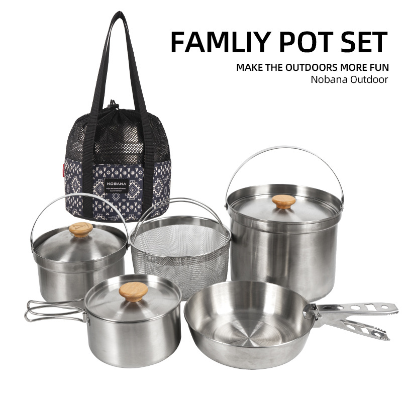 NOBANA أحدث في الهواء الطلق أو - مراجعة Camping Cooking Pot Stainless Steel وسعره