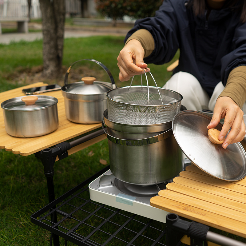 NOBANA أحدث في الهواء الطلق أو - مراجعة Camping Cooking Pot Stainless Steel وسعره