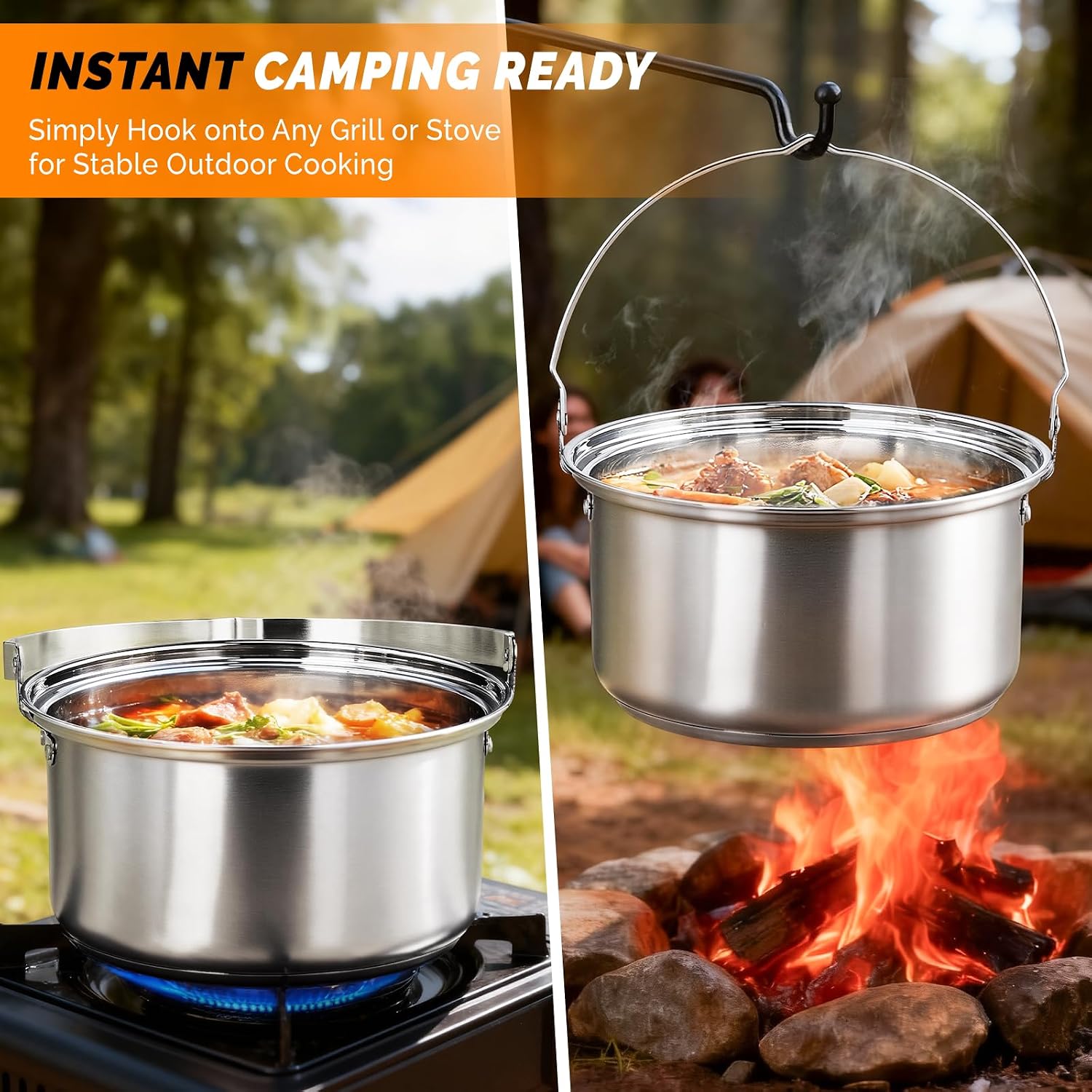 مجموعة أواني طهي مكونة من 6 قط - مراجعة Camping Cooking Pot Stainless Steel وسعره