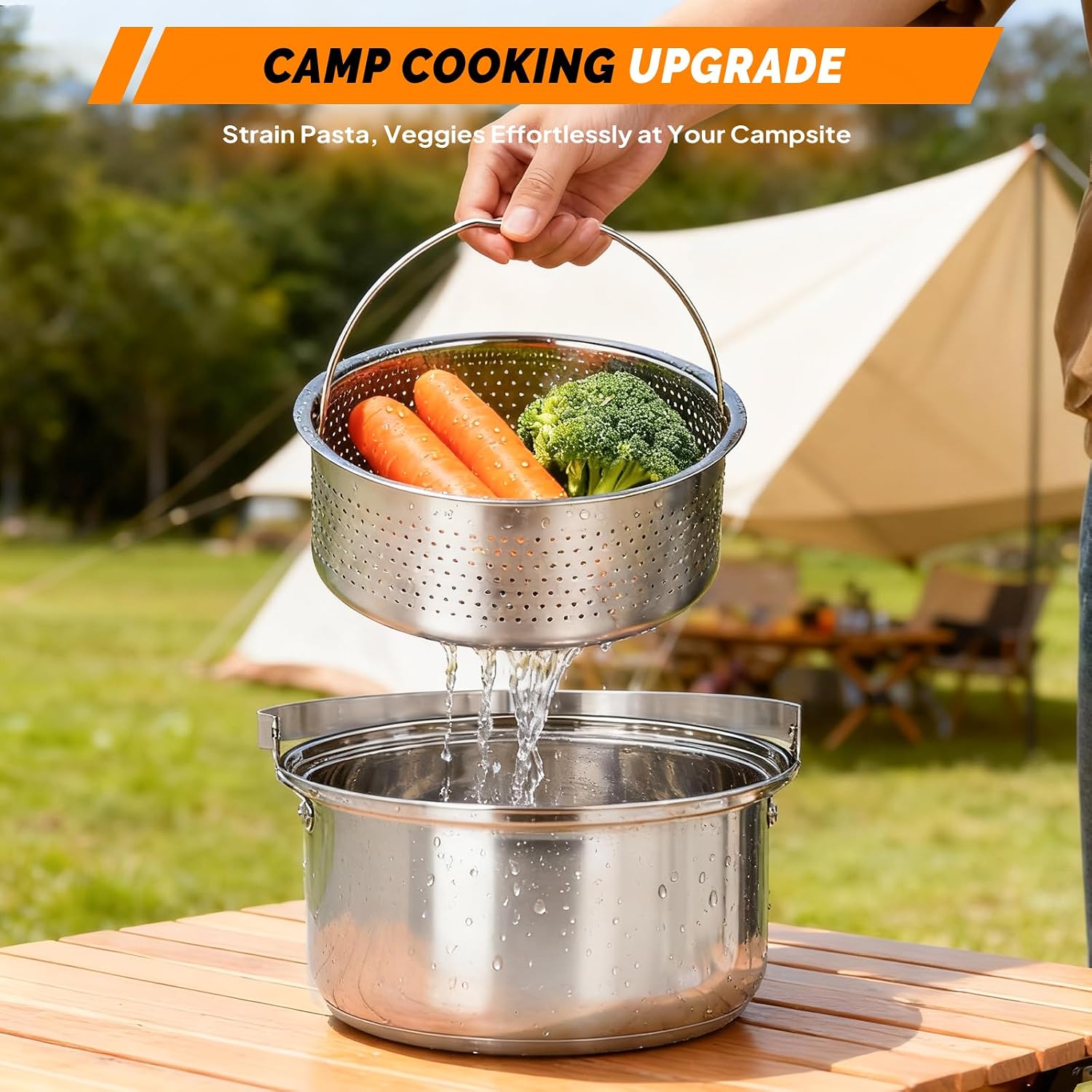 مجموعة أواني طهي مكونة من 6 قط - مراجعة Camping Cooking Pot Stainless Steel وسعره
