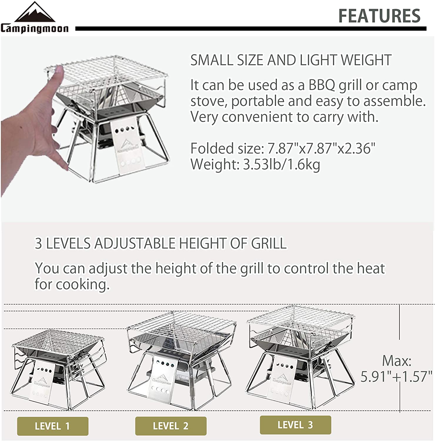 Campingmoon-شواية عمودية من ال - مراجعة Charcoal Chimney Starter وسعره