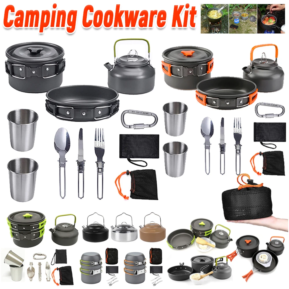 طقم أدوات طهي للتخييم، غلاية و - مراجعة Camping Cooking Pot Stainless Steel وسعره