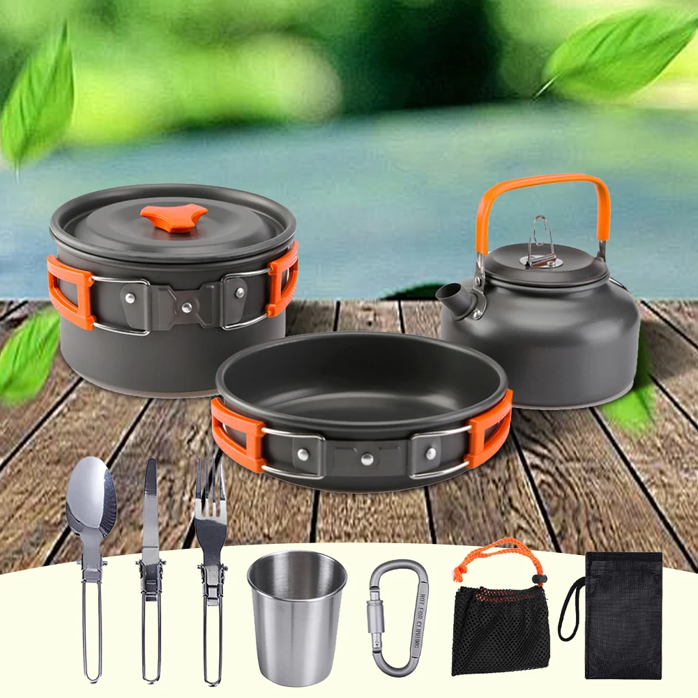 طقم أدوات طهي للتخييم، غلاية و - مراجعة Camping Cooking Pot Stainless Steel وسعره